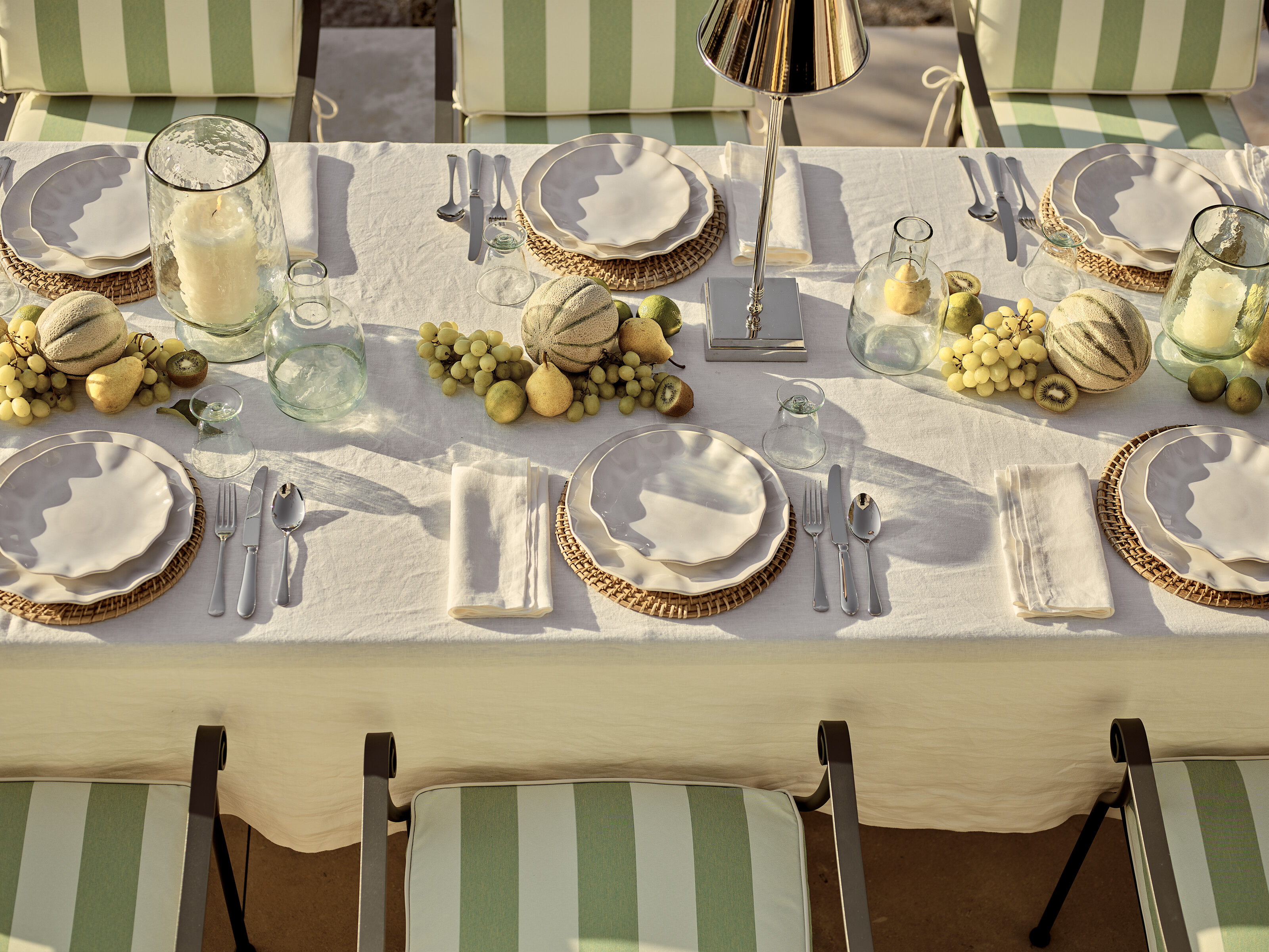 Neptune Cheltenham green striped outdoor dining table